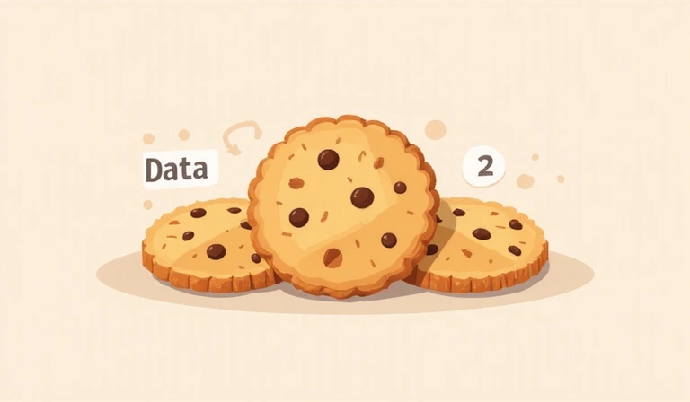 Illustration von Cookies als kleine Kekse mit Datenpaketen