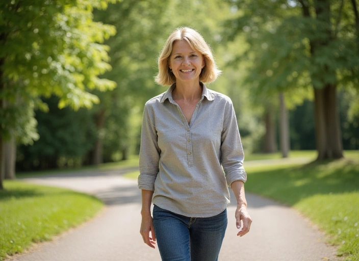 Frau in der Natur beim Spaziergang