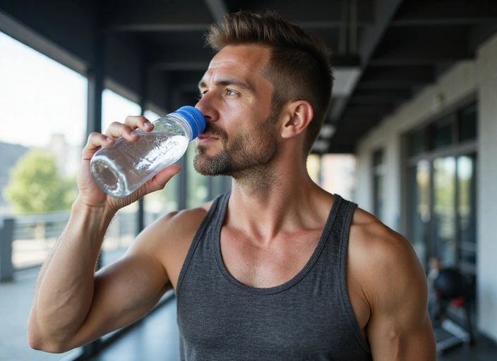 Mann trinkt Wasser nach dem Sport